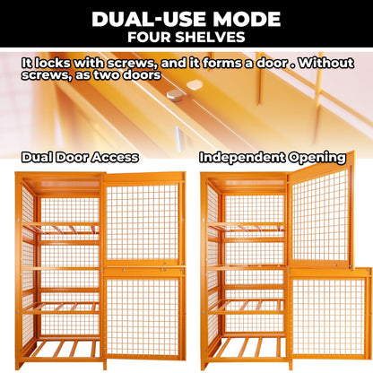 Sidasu Propane Tank Storage Cage for 8 Cylinders-31.5"x30"x67", Lockable Outdoor Storage Box with Split Doors, Heavy Duty Cylinder Storage Cabinet, Yellow Powder Coated,Fits 3,5,11,20,30,33lb Tanks