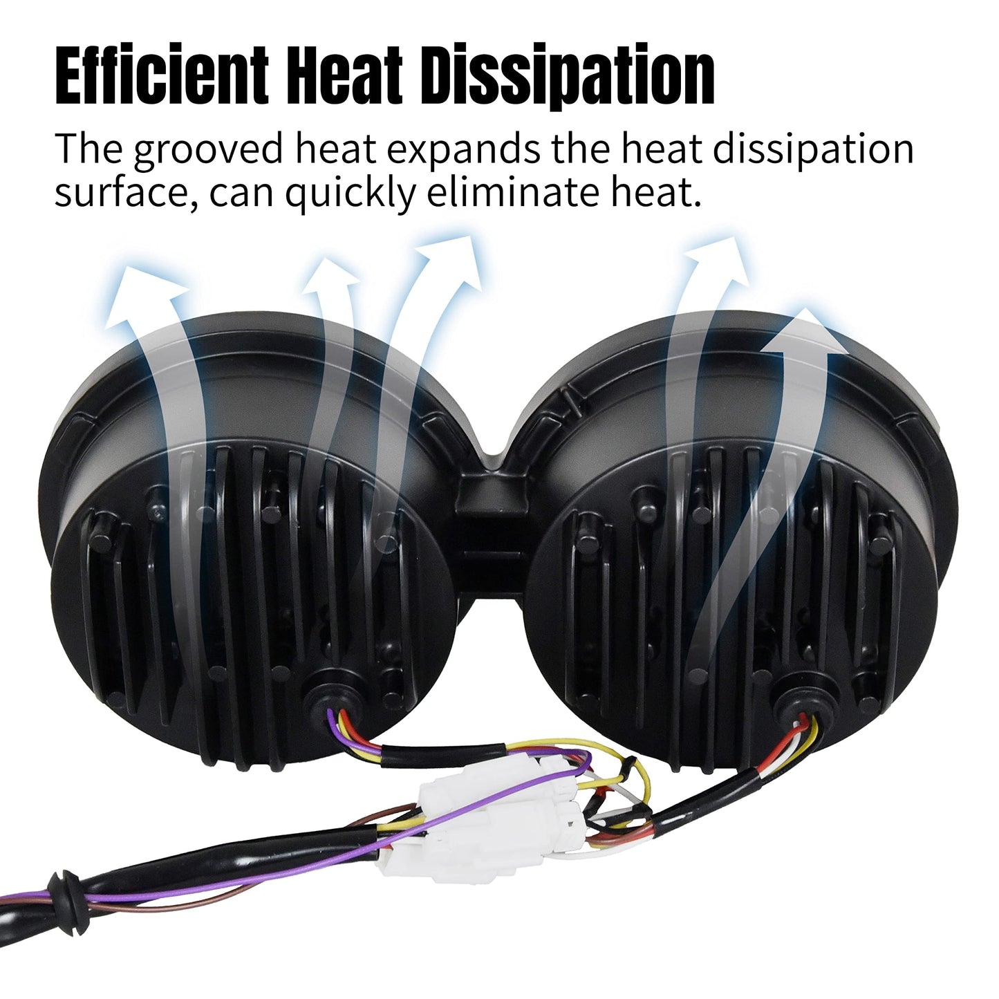 VEISUTOR Dual LED Headlight for Fat Bob，Upgraded LED Headlamp Front Light Kit with High Low Beam Turn Signal Lights and Halo Ring DRL for Harley Dyna Fat Bob 2008-2019 Accessories