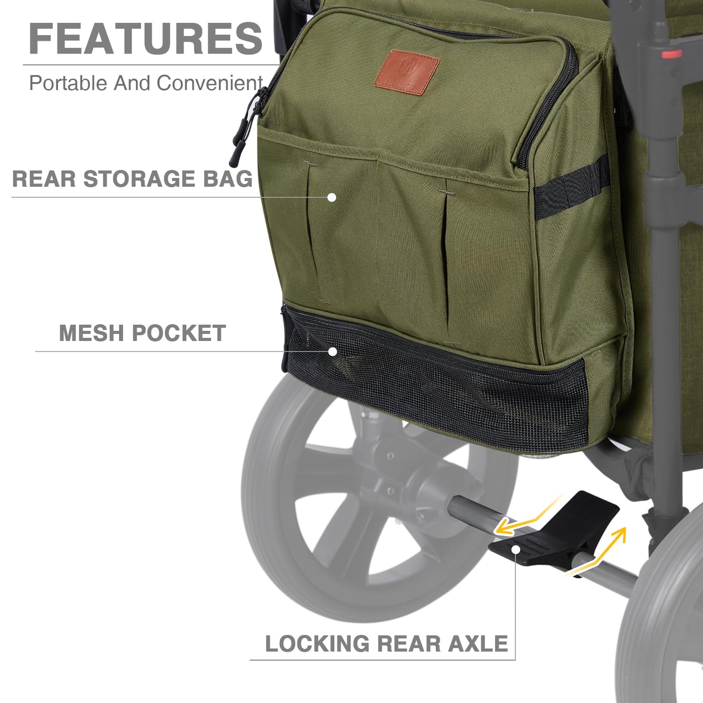 EVER ADVANCED Foldable Wagons for Two Kids & Cargo, Collapsible Folding Wagon Stroller with Adjustable Handle Bar,Removable Canopy with 5-Point Harness,Green