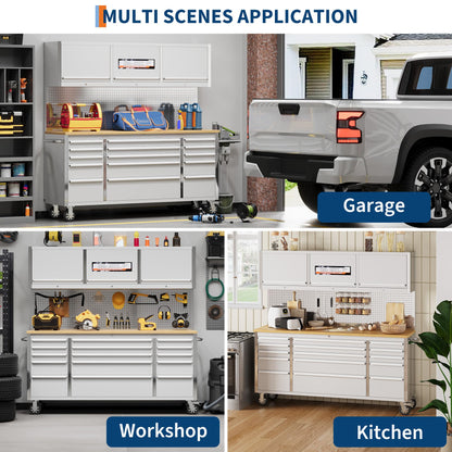 GarveeTech 72 inch Tool Chest, Tool Box Mobile 15 Drawers, Storage Rolling Cabinet with Wheels, Lock Key Locking System Drawer Liners for Garage, Warehouse, Repair Shop