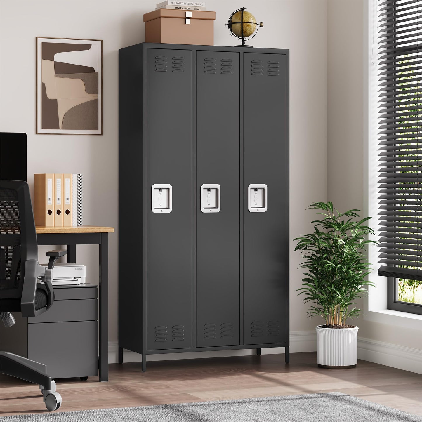 GarveeLife Employee Lockers for Office 3 Doors, Metal Sorage Locker Combination for Employees, Industries Double Tier Metal Locker for Home, School, Gym