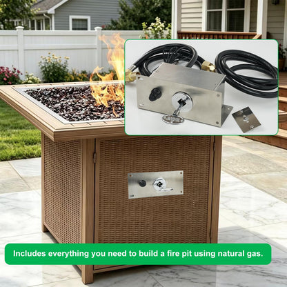 YINIMI All-in-One Natural Gas Fire Pit Ignition System Kit, Outdoor DIY Fire Pit Accessory
