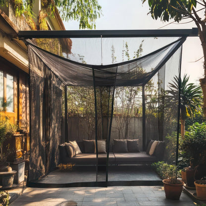 Mosquito Net for Patio 11.5 x 8.2 FT | Very Large Sizes & Fabric Designed for Outdoors | Insect House Screen Netting for Gazebo, Porch & Garden Terrace | Black Outside Canopy Bug Protection