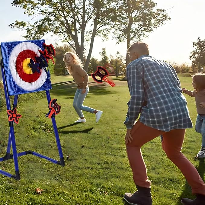 Axe Throwing Game for Backyard - 2-in-1 Axe Throwing Target Set with 4 Throwing Axes &amp 6 Darts - Easy to Carry Axe Throwing Target Game for Family &amp Adults - Carnival Games &amp Outdoor Indoo