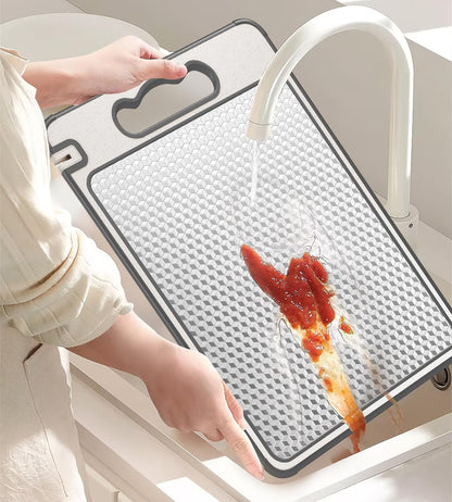 LOZOVIN Stainless Steel Cutting Board - Scratch Resistant & Reversible Design, 14.4"x9.8", Grey