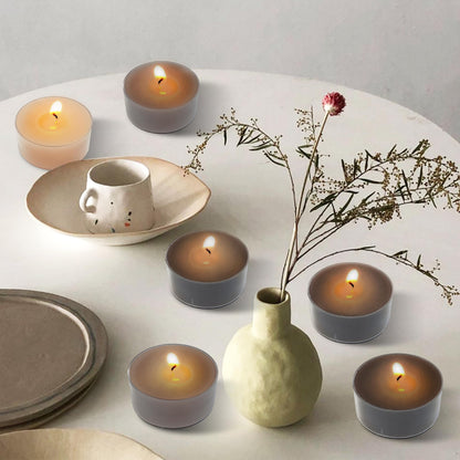Tea Lights Gradation Brown Tea Candles Set of 24 – Tealight Candles with Coffee Scent, Long Burning Handmade Tealights for Wedding Meditation Home Decor Gift