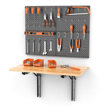 Ultrawall Heavy Duty Folding Workbench with Pegboard – Wall-Mounted Work Table for Garage & Workshop with Accessories