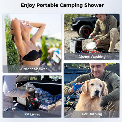 CAMPLUX Nano 3 Max, Portable Propane Water Heater & Shower Pump, Rechargeable Portable Shower System, CSA Certified Safety, Instant Hot Water for Camping, Hiking, Glamping & Vacationing