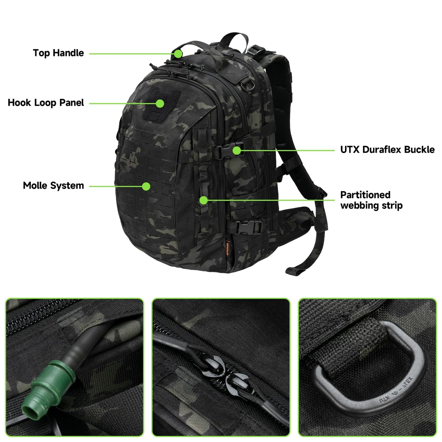 EXCELLENT ELITE SPANKER 40L Tactical Military Backpack for Men and Women Large Rucksack Assault Pack Bag for Outdoor Camping, Hiking,Travel Backpacking(Multicam Black)