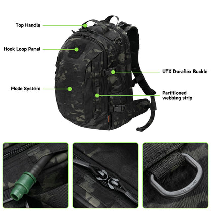 EXCELLENT ELITE SPANKER 40L Tactical Military Backpack for Men and Women Large Rucksack Assault Pack Bag for Outdoor Camping, Hiking,Travel Backpacking(Multicam Black)