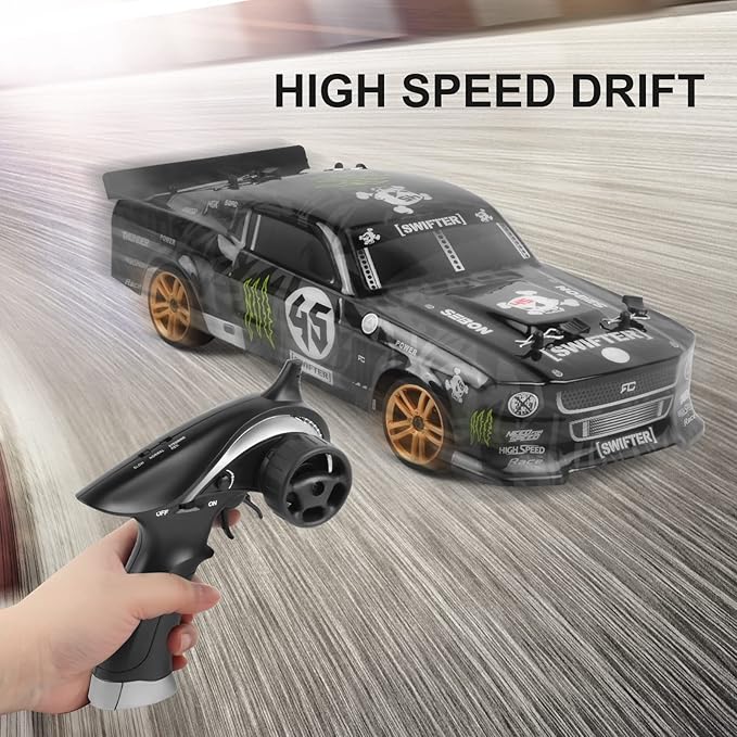 GoolRC RC Drift Car 1:18 Scale 2.4GHz 4WD 30KM/H High Speed Remote Control Racing Car with LED Light Strip and 2 Batteries for Adults