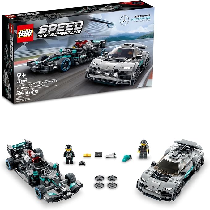 LEGO Speed Champions Mercedes-AMG F1 W12 E Performance &amp Project One Toy Car Set Mercedes Model Car Building Kit Collectible Race Car Toy Great Car Gift for Kids and Teens 76909