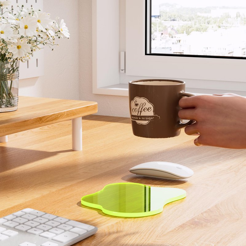 Leadiy Acrylic Coaster for Desk, Clear Bar Drink Coaster, Clear Cloud Shape Coffee Cup Coaster, Perfect for Tabletop Protection and Accessories Display.