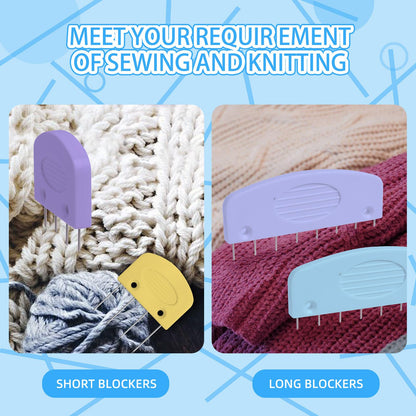 Tatiwoo 130 Pcs Knit Blockers and Combs for Blocking - Rainbow Knitting Blocking Combs Pins for Crocheting, Knitting Block Pin Tool for Block Mats
