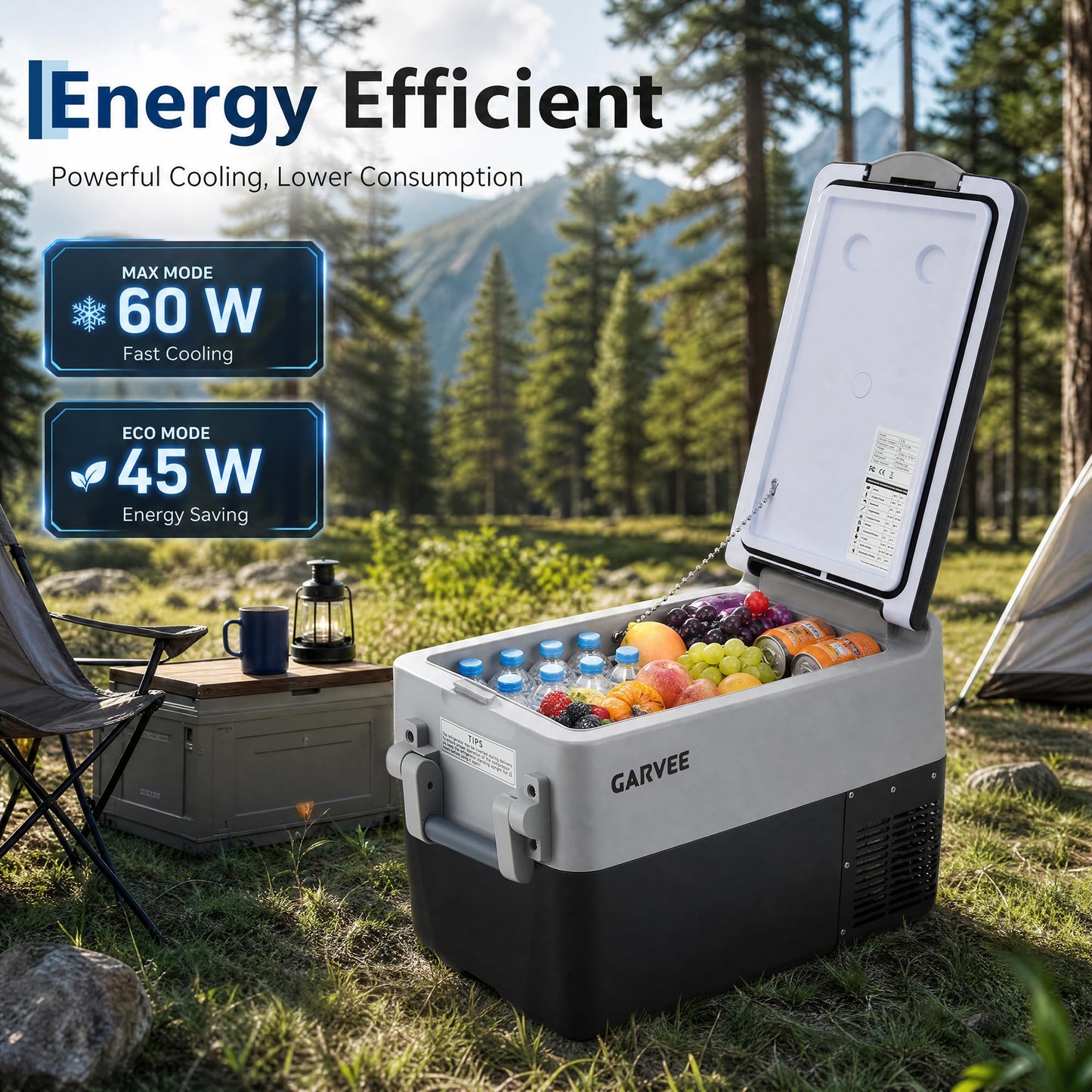 Garvee 32QT 12V Portable Refrigerator, Dual Zone Car Fridge Freezer with App Control & AC/DC Power for Camping, RV, Truck, Fishing & Home