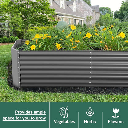 Land Guard 8×4×2 ft Galvanized Raised Garden Bed Kit, Galvanized Planter Raised Garden Boxes Outdoor, Large Metal Raised Garden Beds for Vegetables(Grey)…