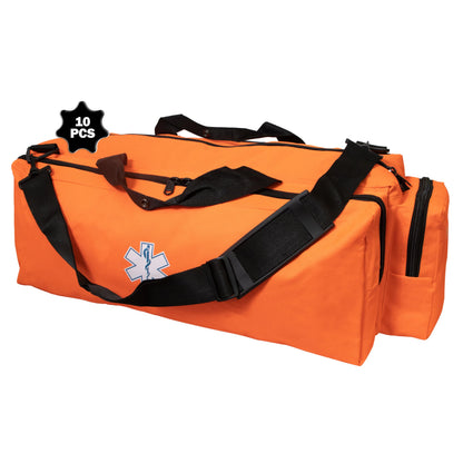Primacare Case of 10 Oxygen O2 Gear Bags, 32x12x13 inches with Multiple Compartments Waterproof Bottom and Heavy-Duty Zippers, Orange, CSKB-1172