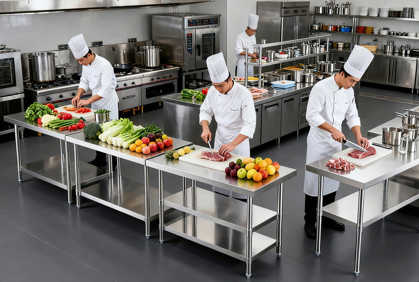 NUUK Stainless Steel Work Table 24" x 48", Commercial Kitchen Food Prep Table with Adjustable Height, Utility Worktable Metal Countertop Work Station for Restaurant, Home and Hotel