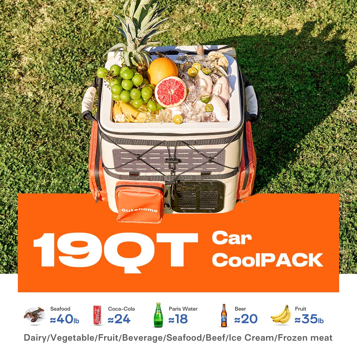 outohome Portable Backpack Car Refrigerator, DC 12V Electric Fridge and Freezer,Electric Cooler,AC 110V 19QT/18L Compressor Cooler, Quick Freeze -4~68℉ for Truck,Van,RV,Camping and Outdoor Travel Use
