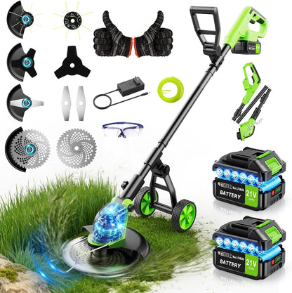 Skiennix 20000 RPM Electric Weed Wacker - Cordless 12" Brushless Grass Trimmer with 4-in-1 Functionality & 2 Batteries