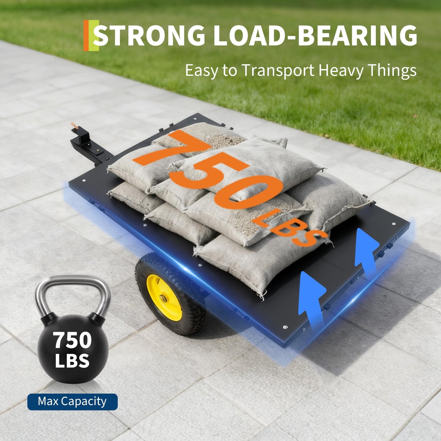 Lawn Mower Trailer ATV Dump Cart Tow Behind, 600 Lb Capacity, 17 Cu.ft, Heavy Duty Steel Garden Utility Trailer with All Terrain Tires & Removable Sides for Yard Lawn