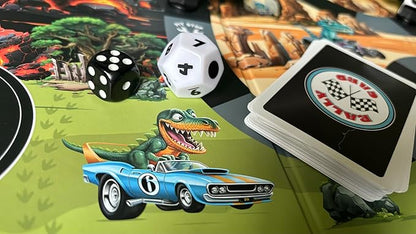 Raincorn Games - Dinosaur Rally Card &amp Dice Kids Board Game for Ages 4 - Family Games Classroom Activities for Kids Learning
