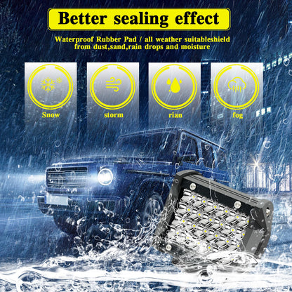 4 Inch LED pod Lights for Trucks - 72W 12000LM 12V/24V LED Work Light Bars Quad Row Equipment Light Waterproof Offroad Driving Lights for Car ATV UTV SUV Golf Cart Tractor (72W-30 Pack)