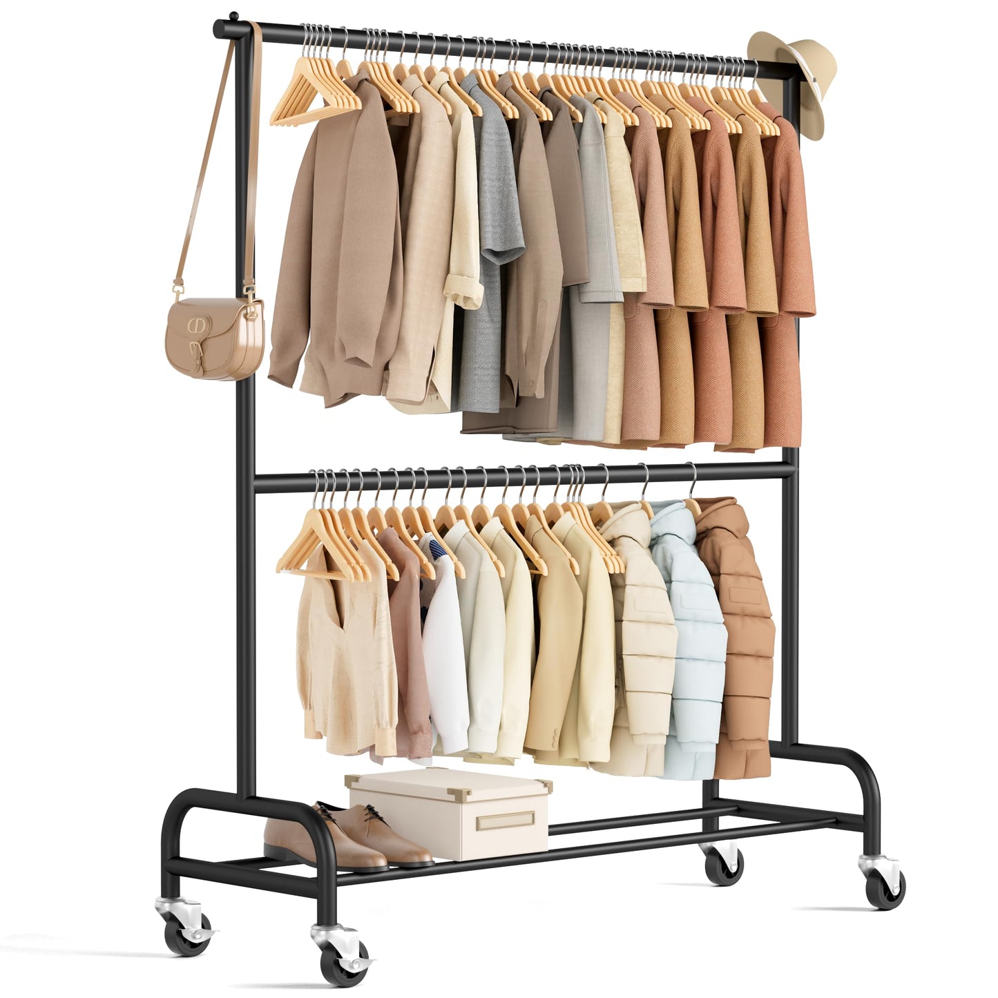 MISSLO Heavy Duty Clothes Rack and Heavy Duty Clothing Rack with Wheels