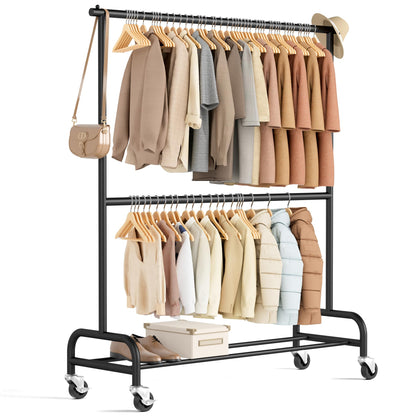 MISSLO Heavy Duty Clothes Rack and Heavy Duty Clothing Rack with Wheels