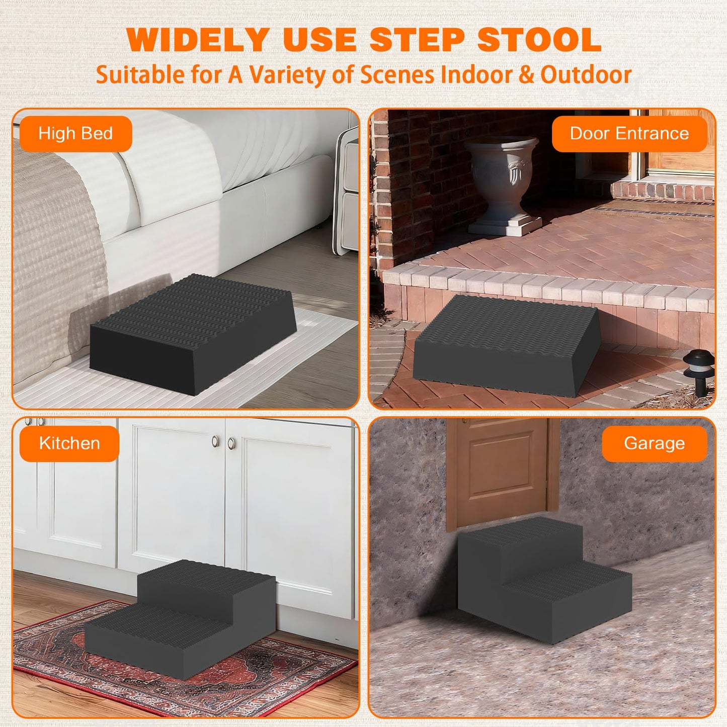High Density Foam Two Bed Step Stool for Seniors Adults, 11.8" Rise Step with Double Sided Non-Slip Surface & Pads for High Bed/Kitchen/Door Entrance