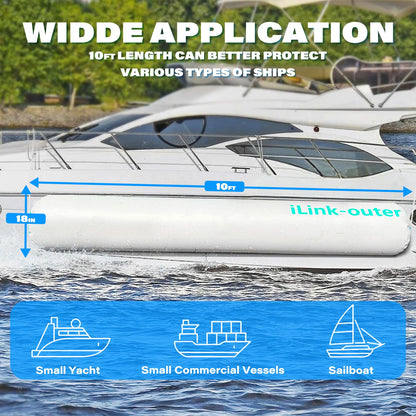 iLink-outer Inflatable Boat Fenders with Air Pump, Upgraded Boat Bumpers for Docking, 10FT Heavy Duty Dock Fender with Storage Bag, Dock Bumper for Tying up Fishing Boats, Jet Skis, Yachts, Pontoon