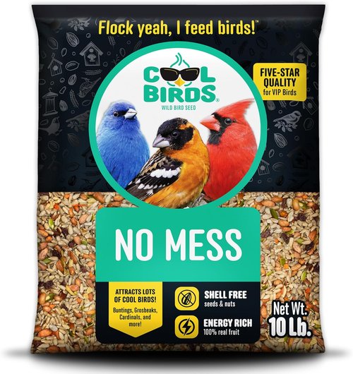 Cool Birds Wild Bird Seed - 100% Edible Shell-Free Blend with Real Fruit & Nuts | 10 lb No Mess