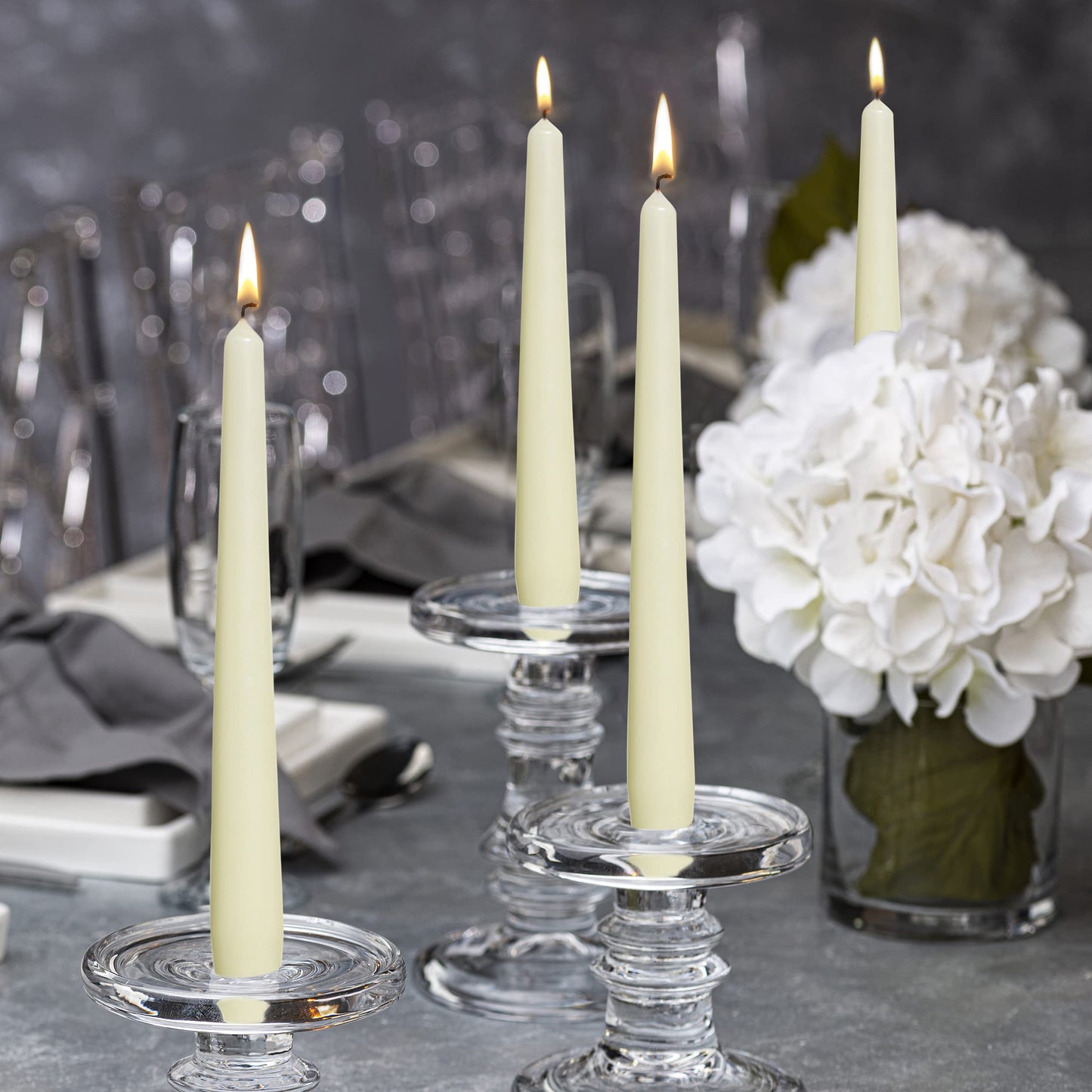 BOLSIUS Long Household Ivory Taper Candles - 10-inch Unscented Premium Quality Wax - 8 Hour Long Burning Dripless Candles Bulk Pack of 30 for Home Decor, Wedding, Parties and Special Occasions