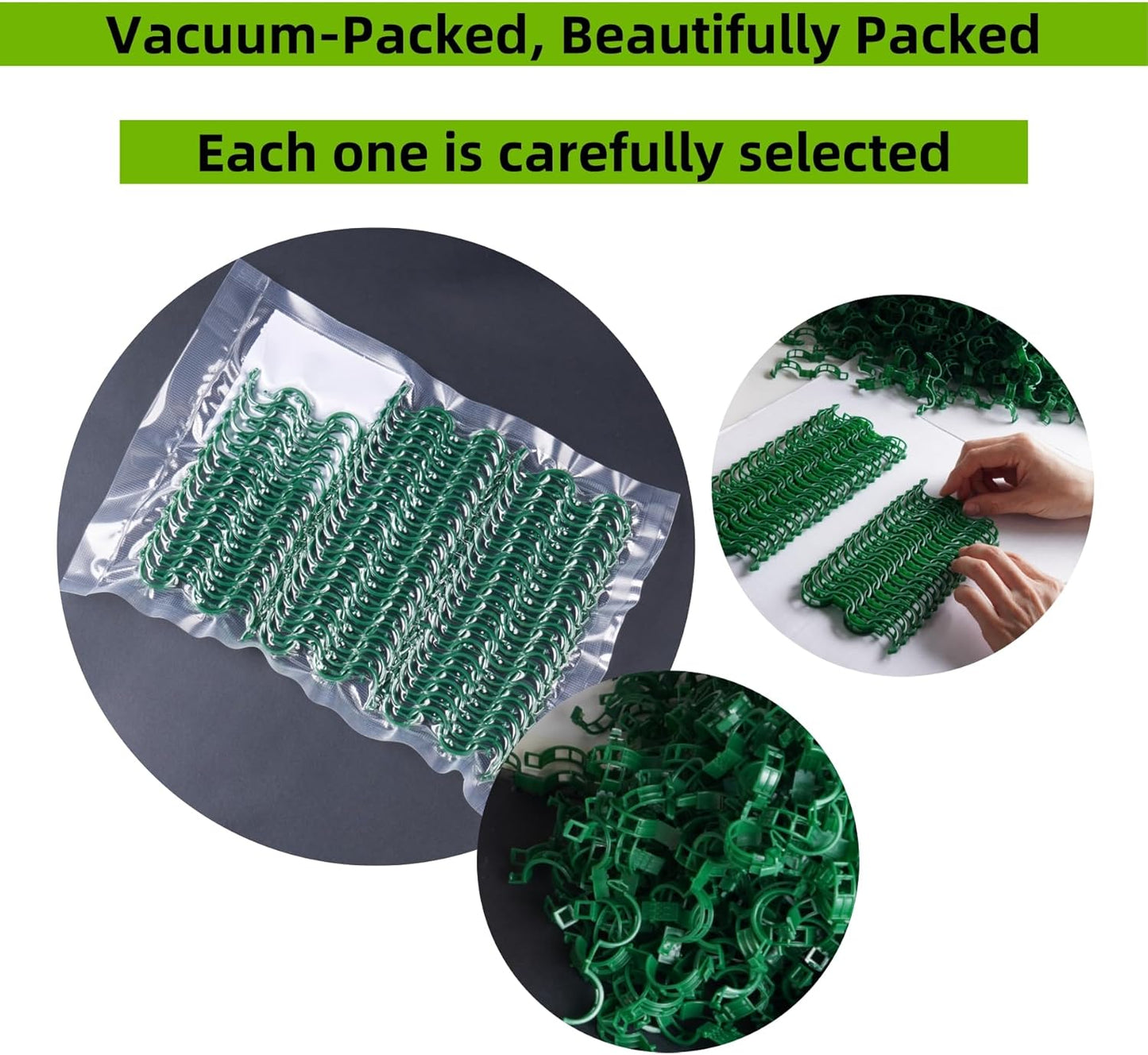Skiennix Plant Support Clips - 100 Pcs Durable Plastic Clips for Securing Tomato Vines & Climbing Plants | Green