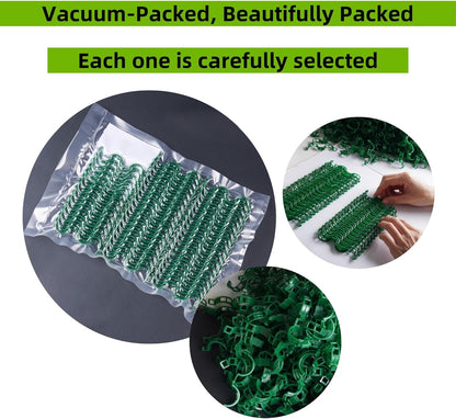 Skiennix Plant Support Clips - 100 Pcs Durable Plastic Clips for Securing Tomato Vines & Climbing Plants | Green