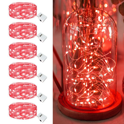 6 Pack Fairy Lights Battery Operated - 7ft 20 Led Twinkle Lights 3 Modes, Bulk Mini String Lights Waterproof for Mason Jars Vases DIY Party Wedding Decoration Christmas - Red