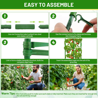 Legigo 6 Pack Tomato Cages with 10 Gallon Grow Bags- 48inch Tomato Trellis Plant Support Stakes Planter, Tomato Plant Cages Garden Trellis for Vertical Climbing Plants Vegetables Flowers Fruits