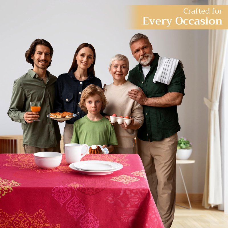 Maison d' Hermine Table Cloth Rectangle Table 100% Cotton 60 x 90 Inches Fall Tablecloth Reusable Everyday Use for Thanksgiving Christmas Decorations Dining Farmhouse Party (Versailles)
