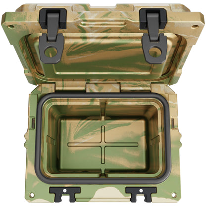 Cubix Outdoors, QuadraX 10QT Rotomolded Personal Small Cooler, Insulated Portable Hard Cooler Ice Chest, Holds Ice for 72 Hours for Outdoor Activities, 2 Built-in Cup Holders, Hunter Camo