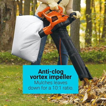 BLACK+DECKER 3-in-1 Corded Leaf Blower, Vacuum & Mulcher - 230 MPH, 12 Amp Handheld Power