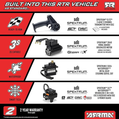 ARRMA 1/16 Mini Kraton 3S DSC 4X4 RTR Brushless Speed Truck Black/Red ARA2508T1