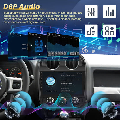 EKAT [2G+64G] 10 inch Screen for Jeep Compass Patriot Radio 2010-2016, Android Compass Car Stereo with Carplay/Android Auto/1080P/Bluetooth/WiFi +AHD Backup Camera