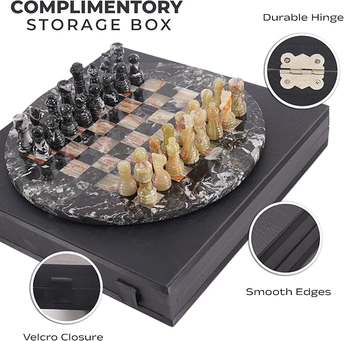 Marble Chess Set for Adults with Complementary Storage Box 15 Black &amp Green Handmade Chess Board Game with 2 Extra Queens Unique Gift &amp Home Décor