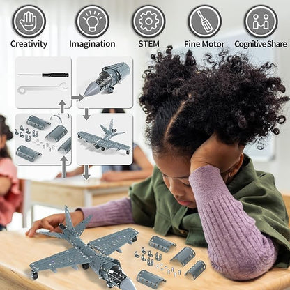 Lucky Doug STEM Building Projects Model Airplane Jet Set - Building Toys for Kids Ages 8-12 Assembly Science Kit for Boys 8 9 10 11 12 Years Old