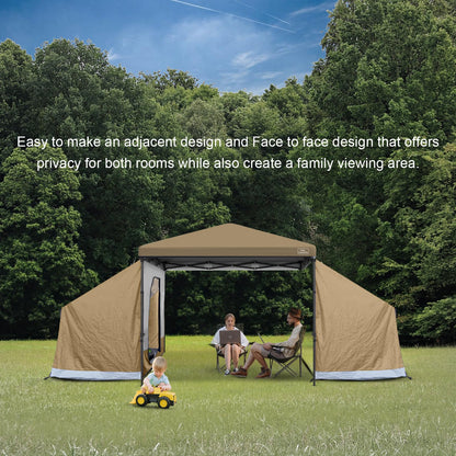 KAMPKEEPER Side Tent,Camping Tent for 10' x 10' Pop Up Canopy, Easy Set Up Gazebo,Compatible with 10' Wide Canopy Tents (Khaki)
