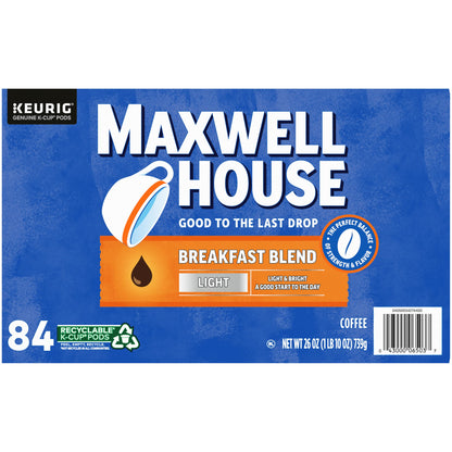 Maxwell House Breakfast Blend Mild Roast K-Cup Coffee Pods, 84 ct Box (Pack of 2)