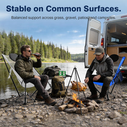 MTRVR Utility-Grade High-Back Folding Chair — Stable One-Piece Structure, Extended Back Support for Longer Sitting, Reinforced Aluminum Frame, Portable Chair for Camping, RV & Outdoor Use