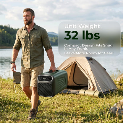 5200 BTU Portable Tent Air Conditioner for Camping, RV, Truck, Fishing. 400W Consumption Fast Cooling AC Unit for Outdoor Indoor Using, 4-in-1 Portable AC for Road Trips, Camping Adventures(Green)