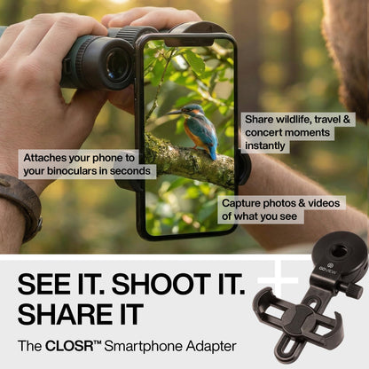 GOVIEW ZOOMR 10x42 Binoculars for Adults | Lightweight | BAK4 Prism with Fully Multi-Coated Optics Smartphone Adapter Compatible Waterproof IPX5/6 PORTR™ Strap with Easy Click Closure - Oak Green