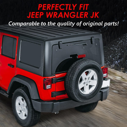DKMGHT Spare Tire Holder Mounting Bracket Tire Carrier for Jeep Wrangler JK 07-18 with 3rd Third Brake Light Accessories 55397217AJ 68048581AA Aluminum Alloy Carrier Bracket(Red Lens)